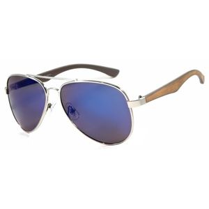 Retro Aviator Sunglasses Revor Vintage Wood Frame